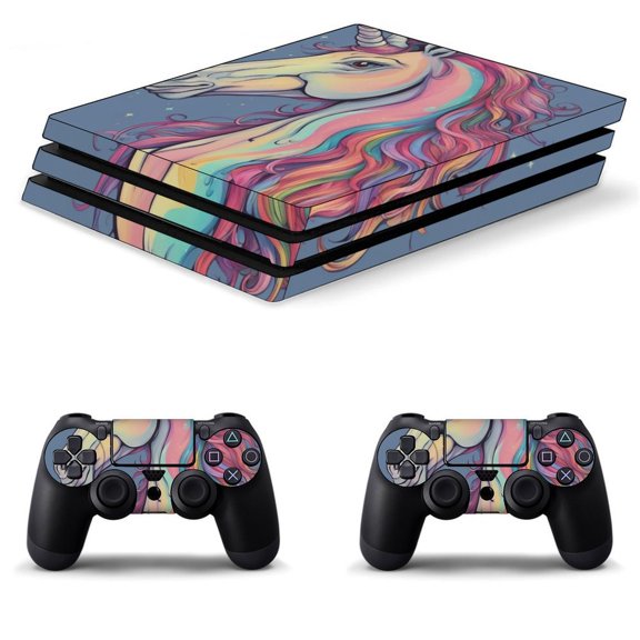 Decal Skin for PS4 Slim / PS4 Pro / PS4, Whole Body Vinyl Sticker Cover for Playstation 4 Console and Controller (rainbow unicorn)