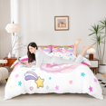 thumbnail image 2 of Manfei Cute Axolotl Duvet Cover Queen,Colorful Triangle Stars Bedding Queen Size,Pink Cartoon Ocean Salamander Bedding Accessories For Girls,Super Cozy Room Decor Reversible（No Comforter）,3 Pieces, 2 of 6