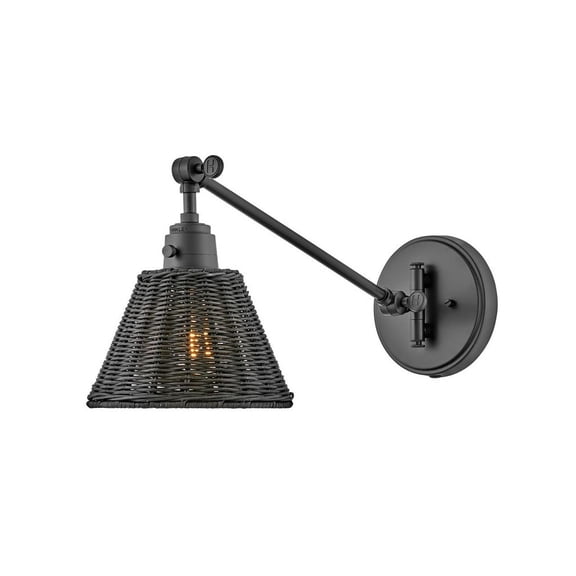 3690BK-BKT Hinkley Lighting Arti - 1 Light Wall Mount In Transitional Style-10.25 Inches Tall and 7.75 Inches Wide-Black Finish-Black Natural Rattan