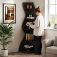 thumbnail image 4 of Tribesigns 5-Tier Corner Shelf, Modern Wavy Corner Bookshelf for Small Space, Living Room, Bedroom (Black), 4 of 8