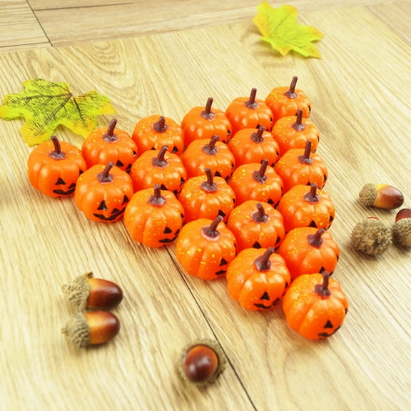 16PCS Mini Ghost Pumpkin Halloween Miniature Grimace Pumpkin Artificial Pumpkin,Fall Mantel Decor Bowl Fillers Halloween Party Craft DIY Table Scatter Decoration