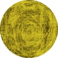 thumbnail image 1 of Ahgly Company Machine Washable Indoor Round Abstract Yellow Modern Area Rugs, 5' Round, 1 of 4