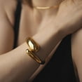 thumbnail image 3 of Gold Polished Chunky Twisted Hinged Waterdrop Bangle Bracelet for Women Spiraled Oval Bangle Bracelet, 3 of 6