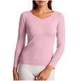 thumbnail image 2 of Miqool Womens Long Sleeve Thermal Shirts Casual V Neck Soft Stretchy Breathable Lightweight Base Layer Underwear Top, 2 of 6