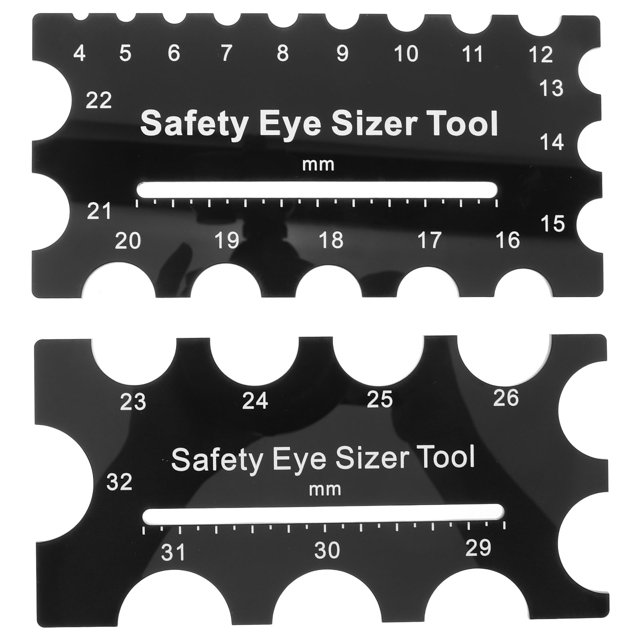 2 medidores de ojos de seguridad: regla para hacer muñecas, calibre de costura de ganchillo para manualidades de peluche de Navidad y Halloween.