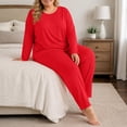 thumbnail image 5 of Diufon Plus Size Pajamas for Women Set Long Sleeve Soft Comfy Crewneck Tops and Pants 2 Piece Casual Home Sleepwear, 5 of 10