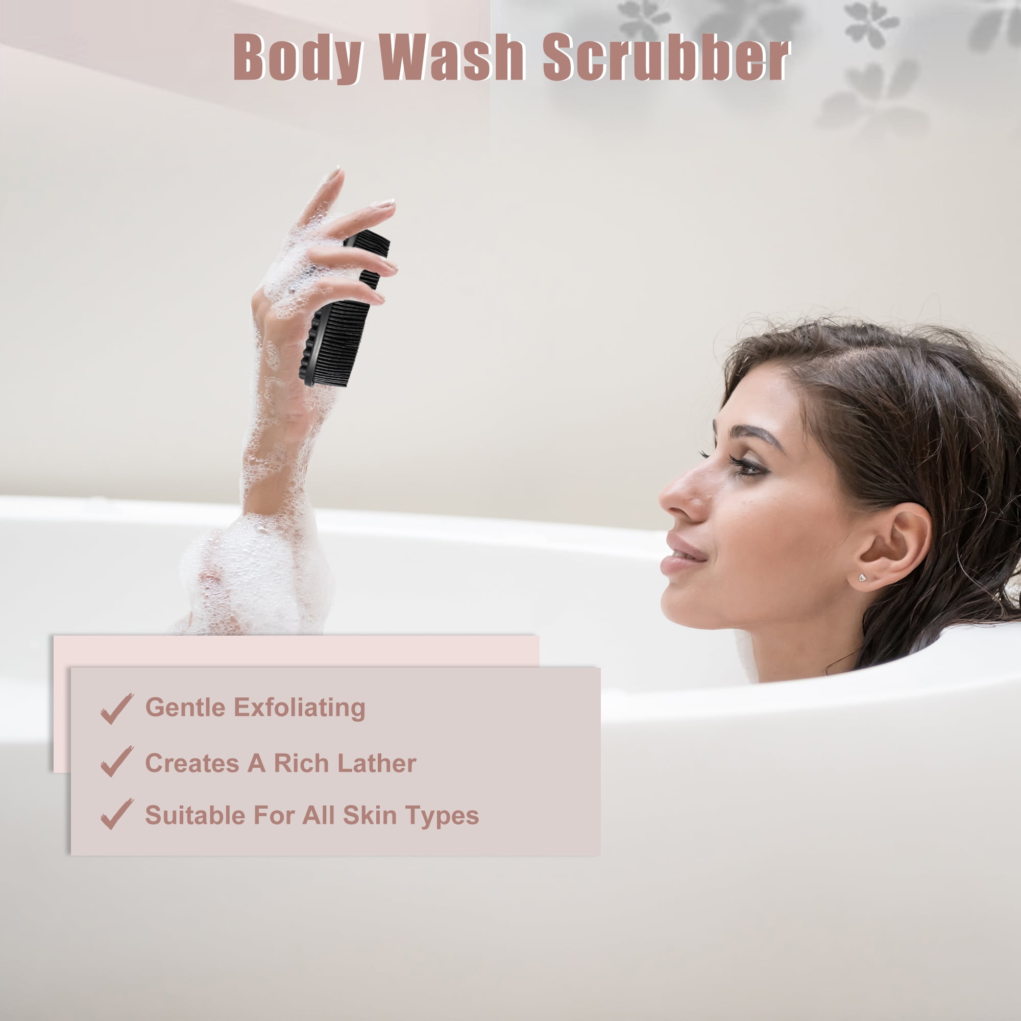 Unique Bargains Silicone Body Scrubber Soft Shower Exfoliating Brush Black