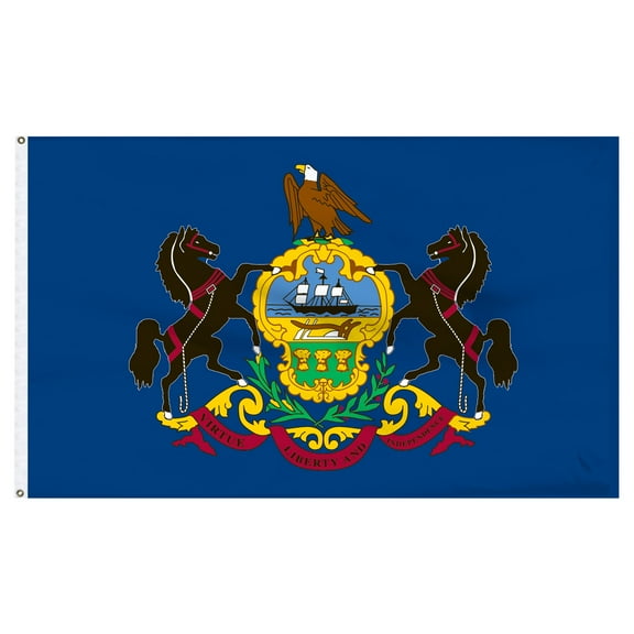 Pennsylvania Flag Nylon Canvas Heading 2 Brass Grommets Rectangular 6ft x 4ft