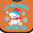 thumbnail image 4 of Inktastic Polar Bear My Grandma Loves Me in Santa Hat with Snowflakes Boys or Girls Baby Bib, 4 of 4