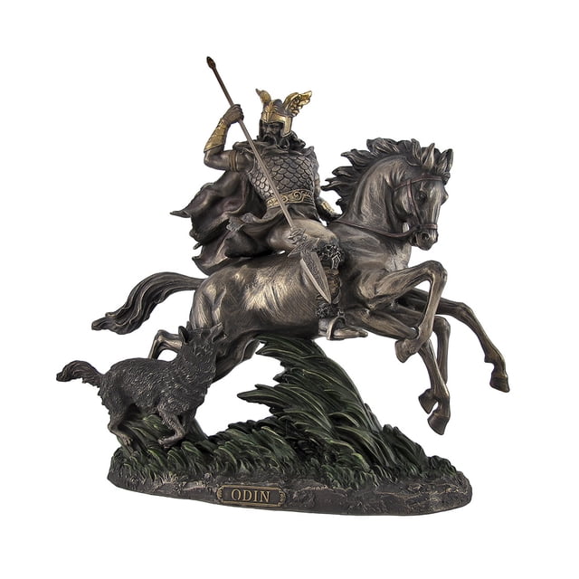 Bronzed Norse God Odin Riding Sleipner Statue