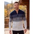 thumbnail image 6 of COOFANDY Mens Quarter Zip Pullover Sweaters Casual Slim Fit Knit Texture Sweater Fair Isle Pattern, 6 of 8