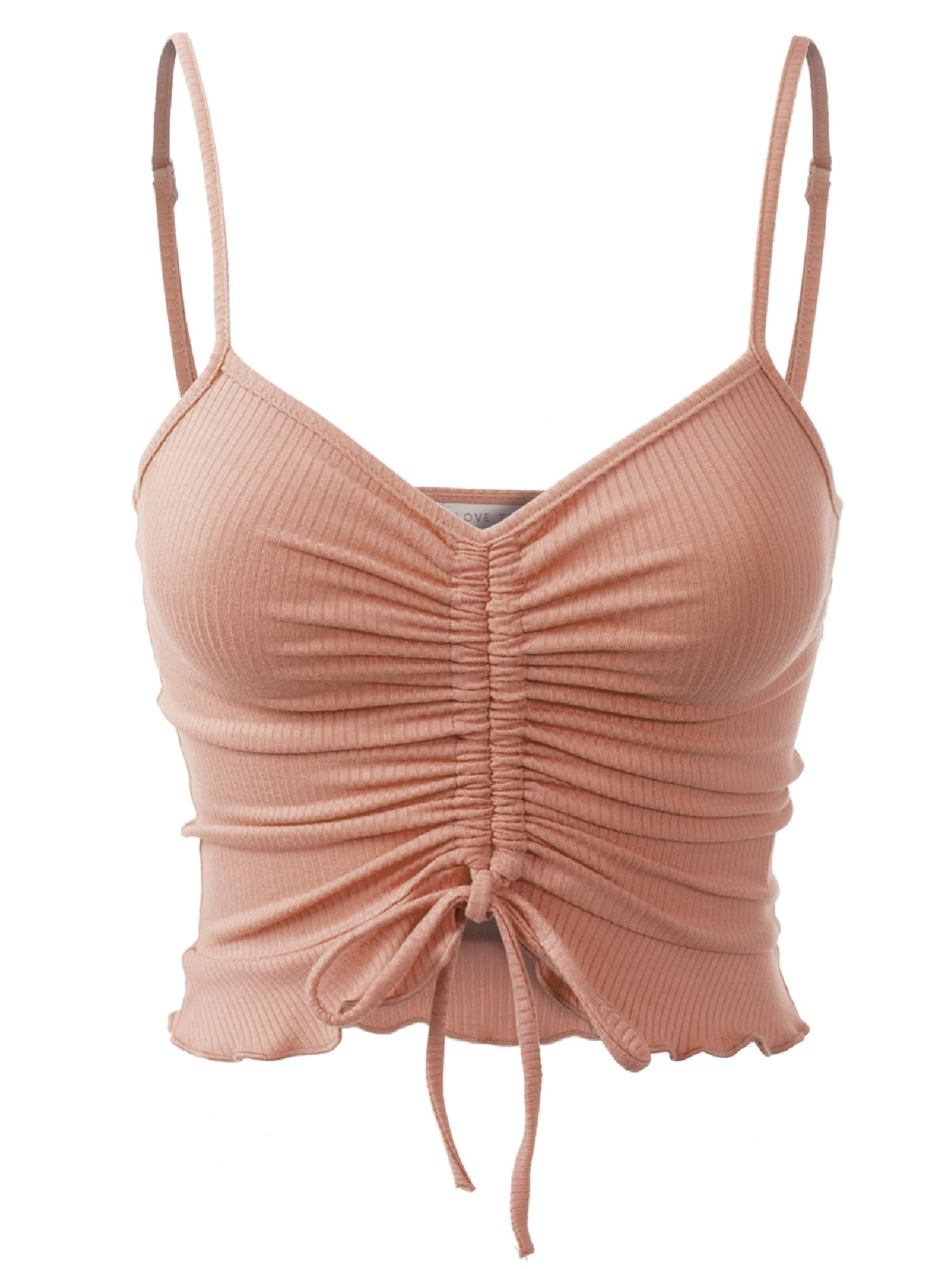 MixMatchy Women's Solid Side Drawstring Knit Tube Top MixMatchy Women's Solid Side Drawstring Knit Tube Top