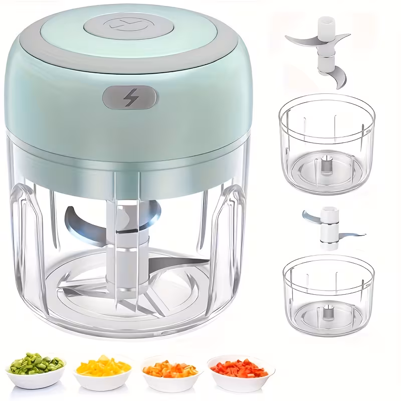250ml Cordless Rechargeable Food Processor, Stainless Steel Blade Electric Garlic Chopper Vegetable Grinder for Nuts Meat
