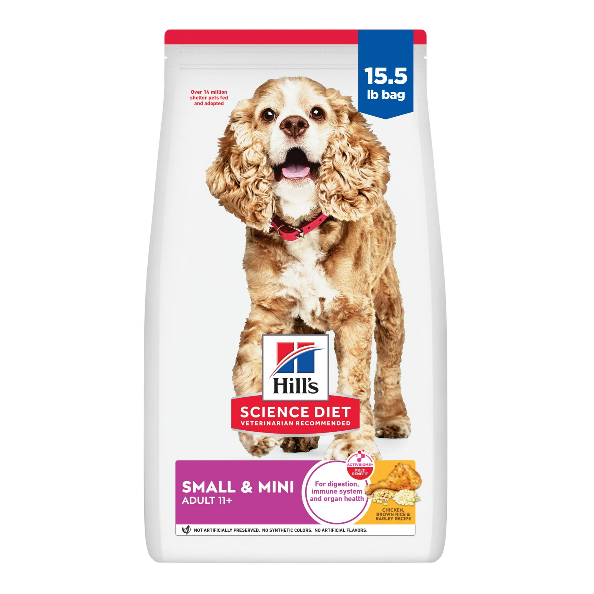Hill's Science Diet Small & Mini Chicken, Barley & Rice Dry Dog Food for 11+ Senior Dogs, 15.5lb Bag