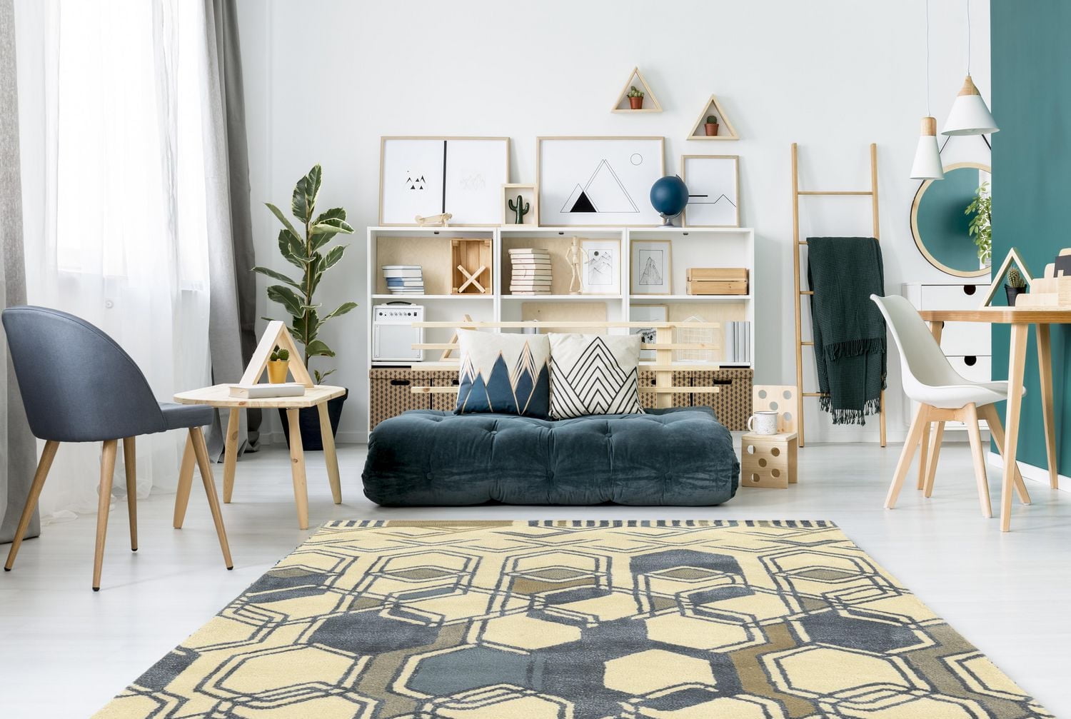 Aspire Wool Triangle Ivory & Grey 8' x 11' Area Rug