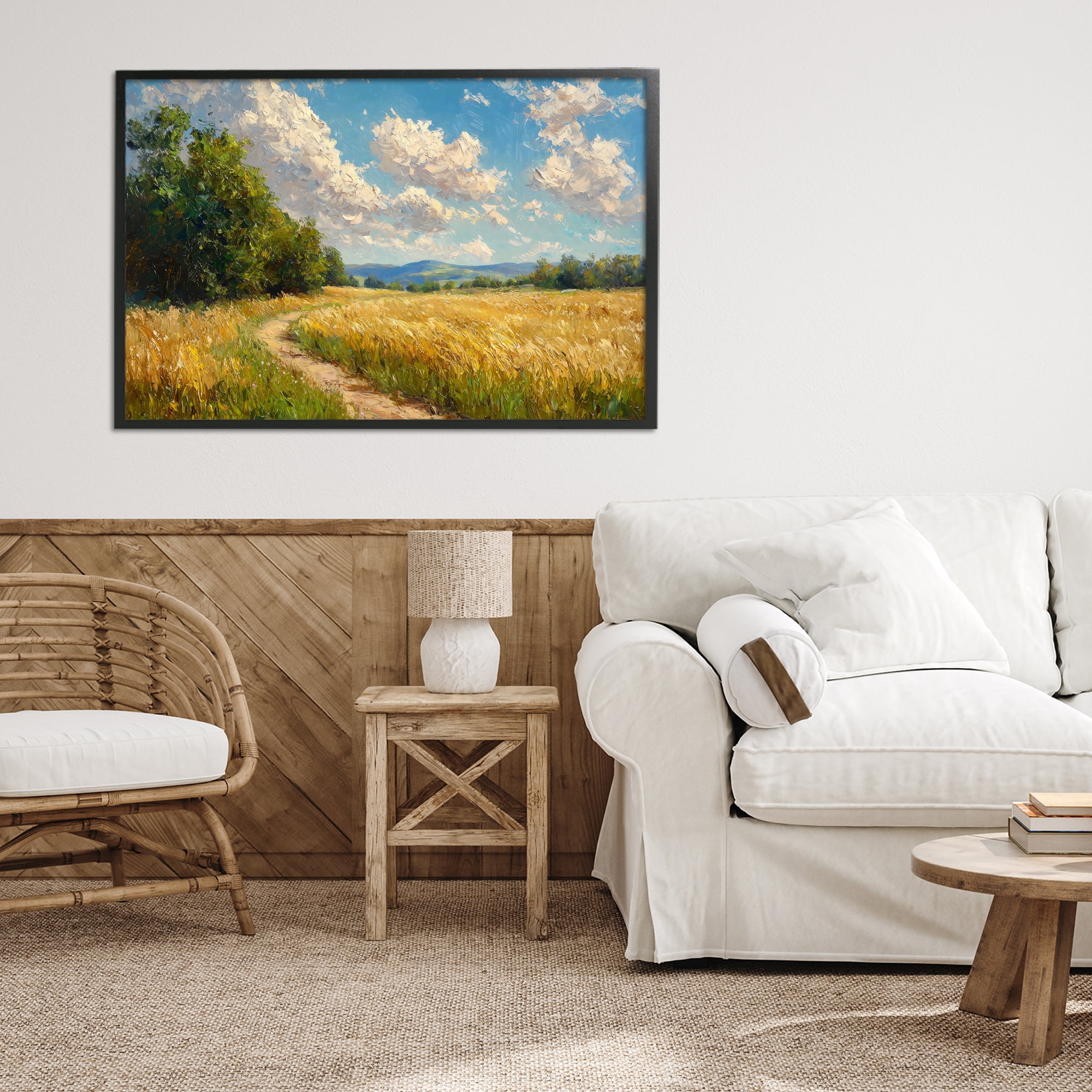 Stupell Industries Winding Path Through Wheat Field Black Framed Giclee Art, design by Creative Studio
