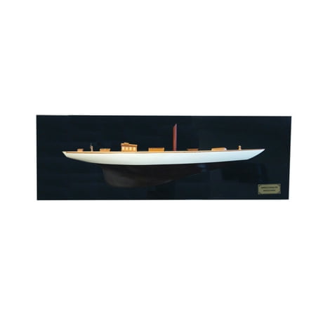 UPC: 0640901138060 | Old Modern Handicrafts Shamrock Brown – White Painted Half-Hull Model Boat Yacht Handmade