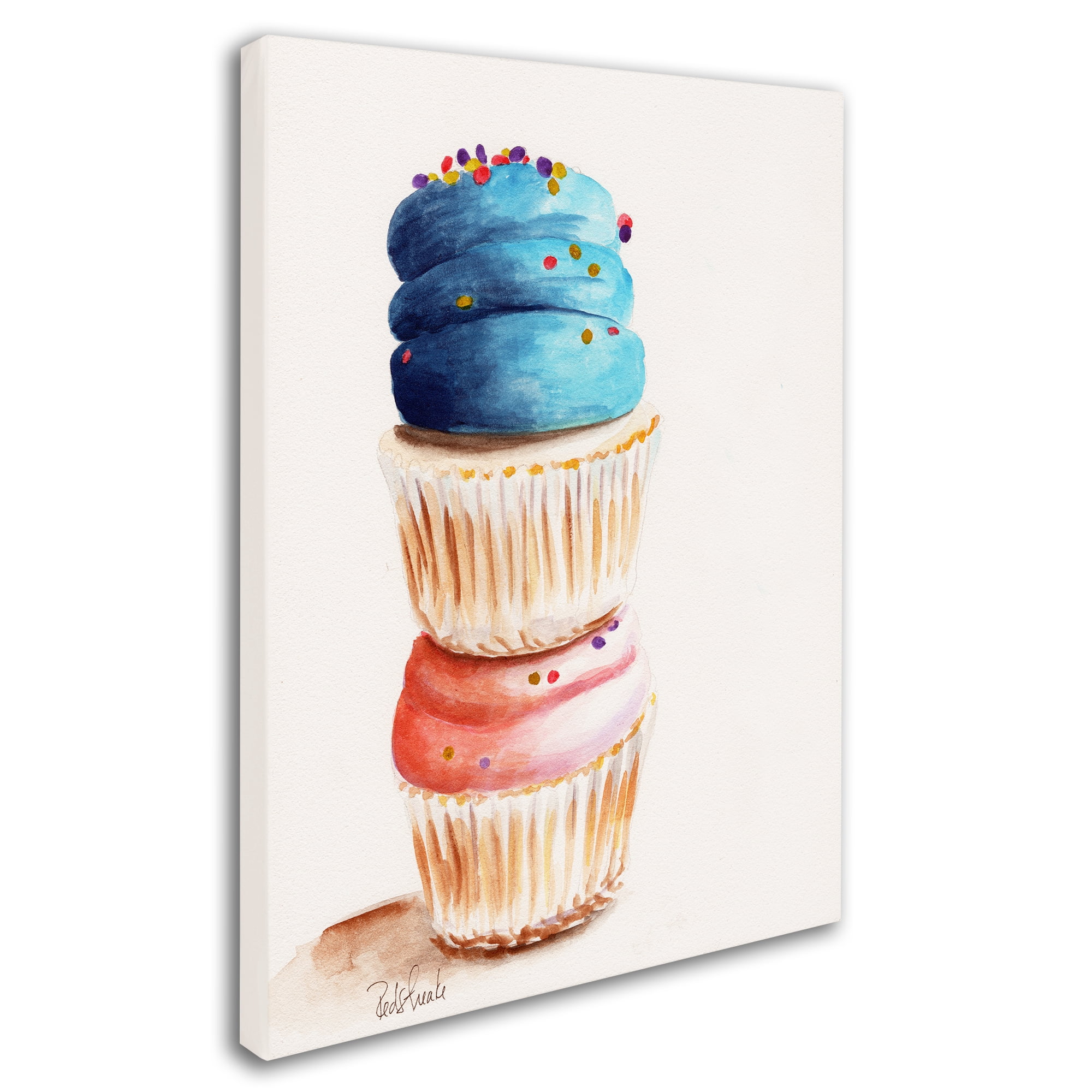 Trademark Fine Art "Stacked Cupcakes No Words" Canvas Art by Jennifer Redstreake