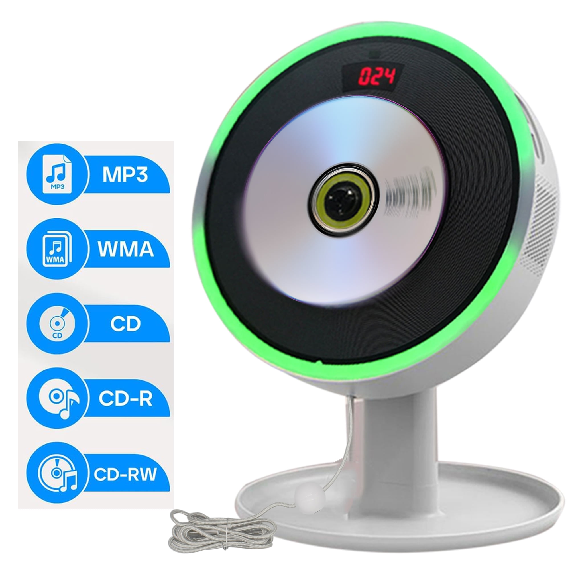 Technical Pro Portable Wall Mounted CD Player with Bluetooth, LED And USB, Mountable CD Music Player has Built-in HiFi Speakers with Remote Control, FM Radio, LCD Display, and Headphone Jack