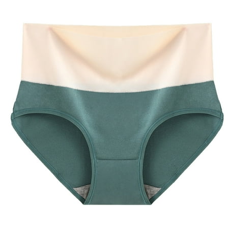 SNOWSONG Plus Size PantiesClearance! Seamless Underwear Women s Plus Size High Waisted Tummy Panties Cotton Breathable Triangles Womens Underwear Cotton Panties for Women Green L