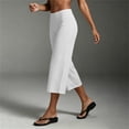 thumbnail image 7 of Women's Lightweight Yoga Capri Pants, Solid Color Elastic Waist Pants for Women, Soft Stretchy Mid Waisted Capris, Pockets Casual Athletic Workout Lounge Capris | UKHCCC,White M, 7 of 7