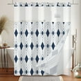 thumbnail image 5 of MIZHONA Shower Curtain with Snap in Liner,Navy Blue Geometric No Hook Waterproof Bath Curtain,71"× 83", 5 of 6