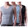thumbnail image 2 of Blekii Men's V-Neck Casual Sleeveless Tank Top 3-Pack - Lightweight Breathable Cotton, Comfortable Daily Wear - Perfect for Undershirt Layering, Summer Casual, Home Relaxation,, 2 of 10
