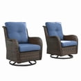 thumbnail image 2 of Unnifurnzi Outdoor Swivel Rocker Patio Chairs-Wicker Patio Swivel Chairs Set of 2 PE Rattan Patio Furniture for Porch Deck Balcony Garden-Brown/Blue, 2 of 7