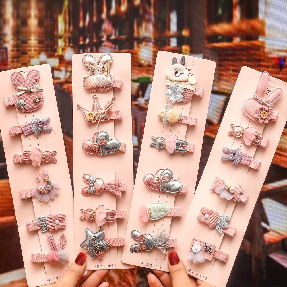 24 Pack 12 Pairs Girls Hair Clips Cute Hair Clips Children Hairpin Metal Snap Barrettes Hair Accessories Sparkly Heart Star Shaped Hair Clips for