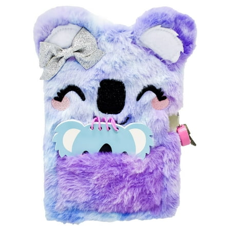 Claire's Children's Purple Plush Koala Diary - Lock and 2 Keys, 100 Pages
