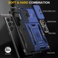 thumbnail image 2 of Armor Case for Samsung Galaxy S24 Ultra, Sliding Lens Camera Cover Protection Ring Kickstand Compatible with Magnetic Car Mount Holder Military Grade Hybrid Rugged PC Soft TPU Shockproof Case,Navyblue, 2 of 7