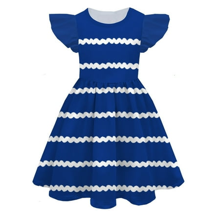 

XFHLMJFF Dresses for Girl Retro Vintage Color 3D Print Cute Personality Princess Fly Sleeve Back to School Sundress