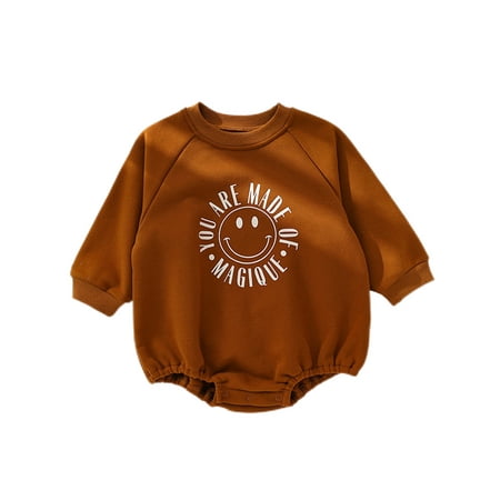 

Haite Newborn Jumpsuit Onesies Romper Long Sleeve Bodysuit Party Playsuit Travel Crew Neck Bodysuits Brown 90