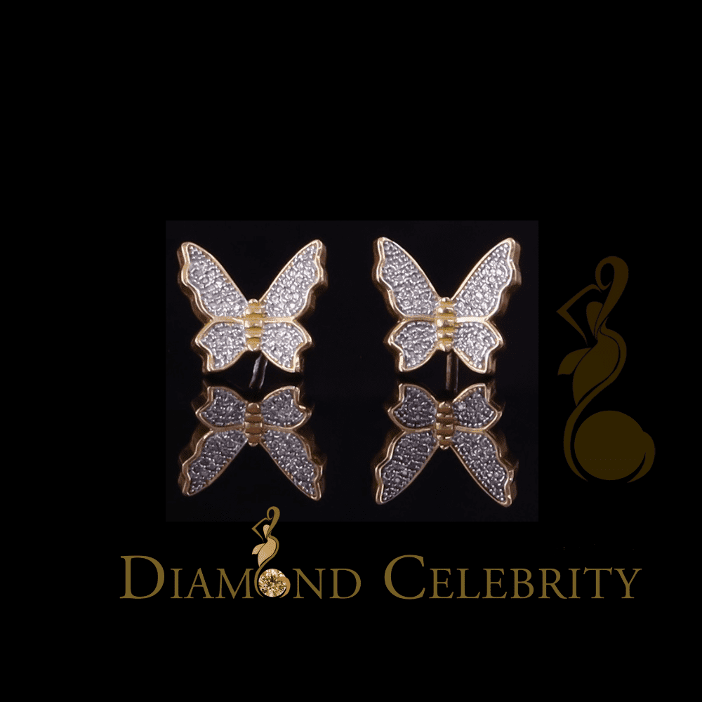 Diamond Celebrity's Butterfly Stud Earrings Yellow 925 Sterling Silver Women's 0.50ct Cubic Zirconia