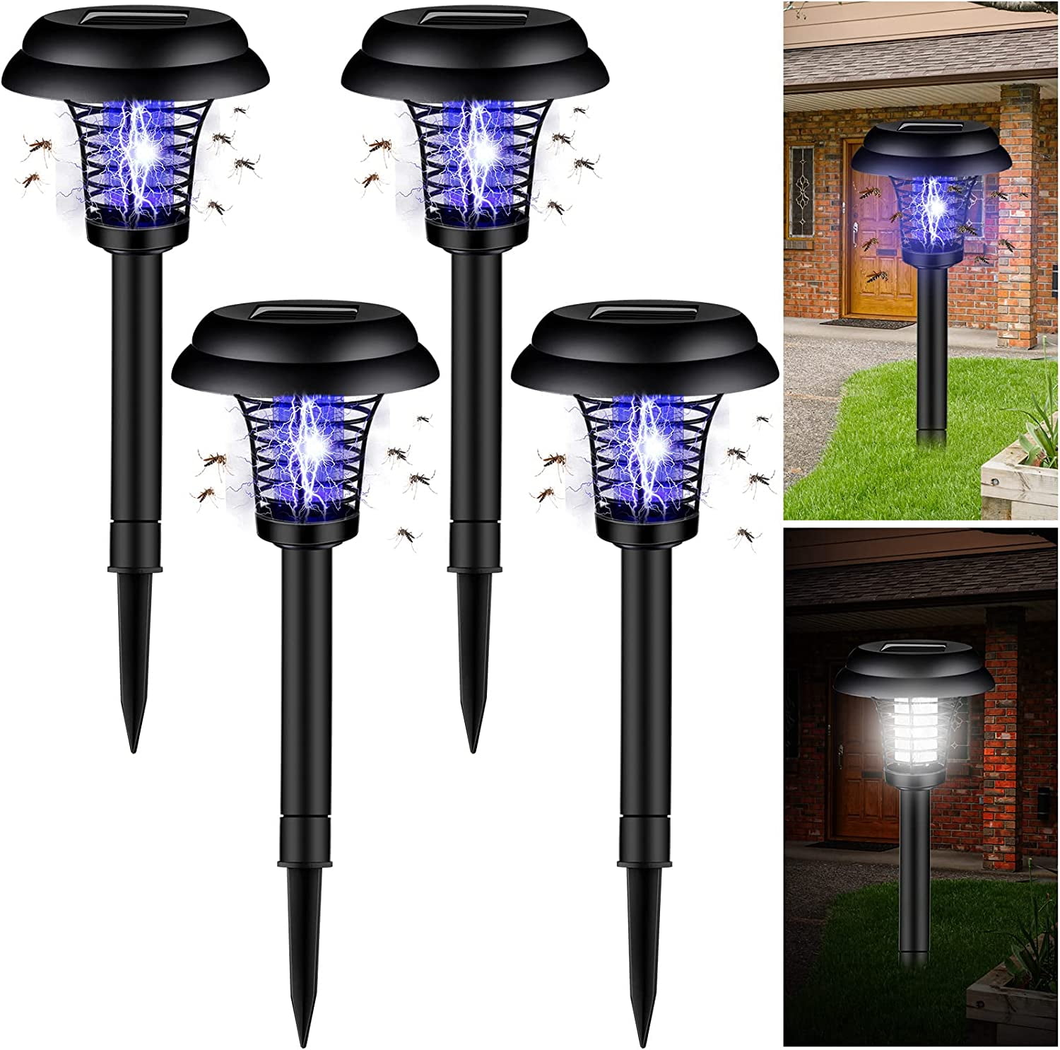 4 Pcs Solar Bug Zapper,Waterproof Mosquito Zapper, LED Mosquito Killer
