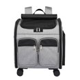 thumbnail image 4 of Transportín de viaje para Gato con ruedas, carrito portátil para mascotas, malla transpirable para cachorros, perros pequeños, que viajan y caminan al Gris Yinane Transportín para gatos, 4 of 8