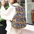thumbnail image 3 of Women Vintage Drawstring Backpack Ethnic Style Canvas Geometric Patterns Backpack Art Double Shoulder Bag Outdoor Daily Backpack Beige, 3 of 6