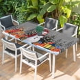 thumbnail image 2 of Grey Snowman Christmas Table Cloths for 4 Foot Rectangle Tables, Xmas Tree Snowflake Elk Gifts Patio Waterproof Elastic Fitted Tablecloths, Washable Rectangular Table Cover for Camping, 2 of 8