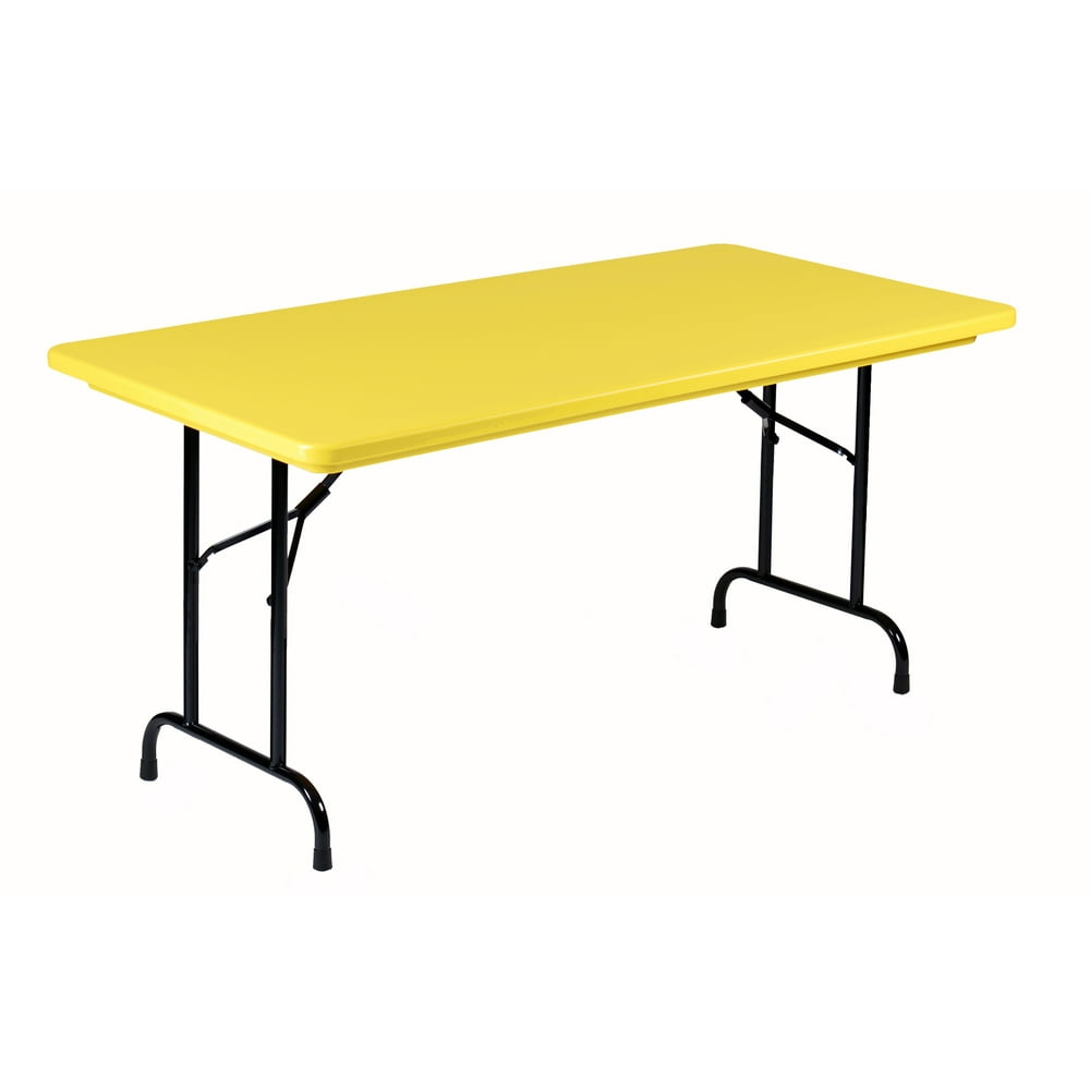 Correll Commercial Duty YELLOW Plastic Top Folding Table OnePiece Blow