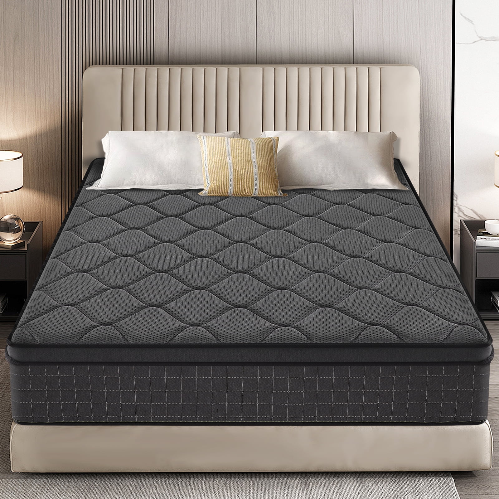 VFD 10 inch Queen Size Hybrid Mattress - Medium Firm, Memory Foam & Pocket Springs, Motion Isolation, Edge Support, Pressure Relief, Ship Compressed