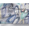 thumbnail image 2 of Soimoi Modal Satin Fabric Leaves & Feather Print Fabric by the Yard 42 Inch Wide, 2 of 3