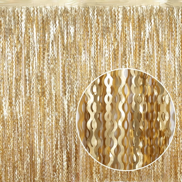 Cortinas con flecos de aluminio, paquete de 4 unidades, color champán dorado, 1 x 2 m