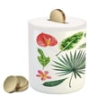thumbnail image 2 of Plant Piggy Bank, Diverse Pattern of Leaves and Flowers from Tropical Lands Heliconia Philodendron, Ceramic Coin Bank Money Box for Cash Saving, 3.6" X 3.2", Multicolor, by Ambesonne, 2 of 4