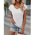 thumbnail image 3 of Weardear Women's V Neck T Shirts Eyelet Tank Top Cap Sleeve Summer Casual Blouses, S-XXL, 3 of 6