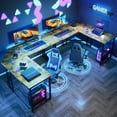 thumbnail image 6 of Casacomoda Computer Desk L Shaped, 51 Inch Reversible L Shaped Desk, Gaming Desk, Home Office Desk, Vintage Brown, 6 of 8