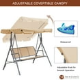 thumbnail image 3 of Mondawe 3 Persons Adjustable Porch Swing Steel and Textilene Fabric Glider Patio Canopy Swings for Adults, Khaki, 3 of 8
