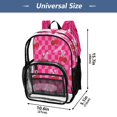 thumbnail image 4 of Large Clear PVC Backpack Heavy Duty See Through Backpack for Adults Work Travel, Checker Cherry Printed 12L, 4 of 8