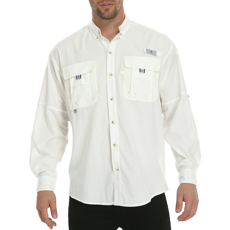 LRD Men's UPF 30 Long Sleeve Button Down Fishing Shirts Screamin' Eagle XL