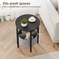 thumbnail image 4 of Small Round Side Table End  Tall Accent With Storage Basket Set Of 2 Half Tables Moon Coffee Bedside Modern Nightstand For Living Room Bedroom Black, 4 of 9