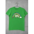 thumbnail image 5 of Old Glory Mens St. Patrick's Day Llama Cute Pot Of Gold Short Sleeve Graphic T Shirt, 5 of 6